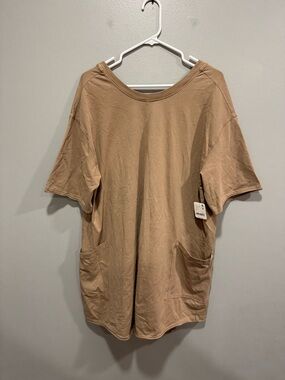 NWT FP Movement by Free People Hot Shot Tee Romper in Mocha Latte Size Large
